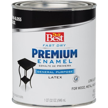 All-Source Fast Dry Acrylic Latex Semi-Gloss Premium Enamel, Black, 1 Qt. 203314D